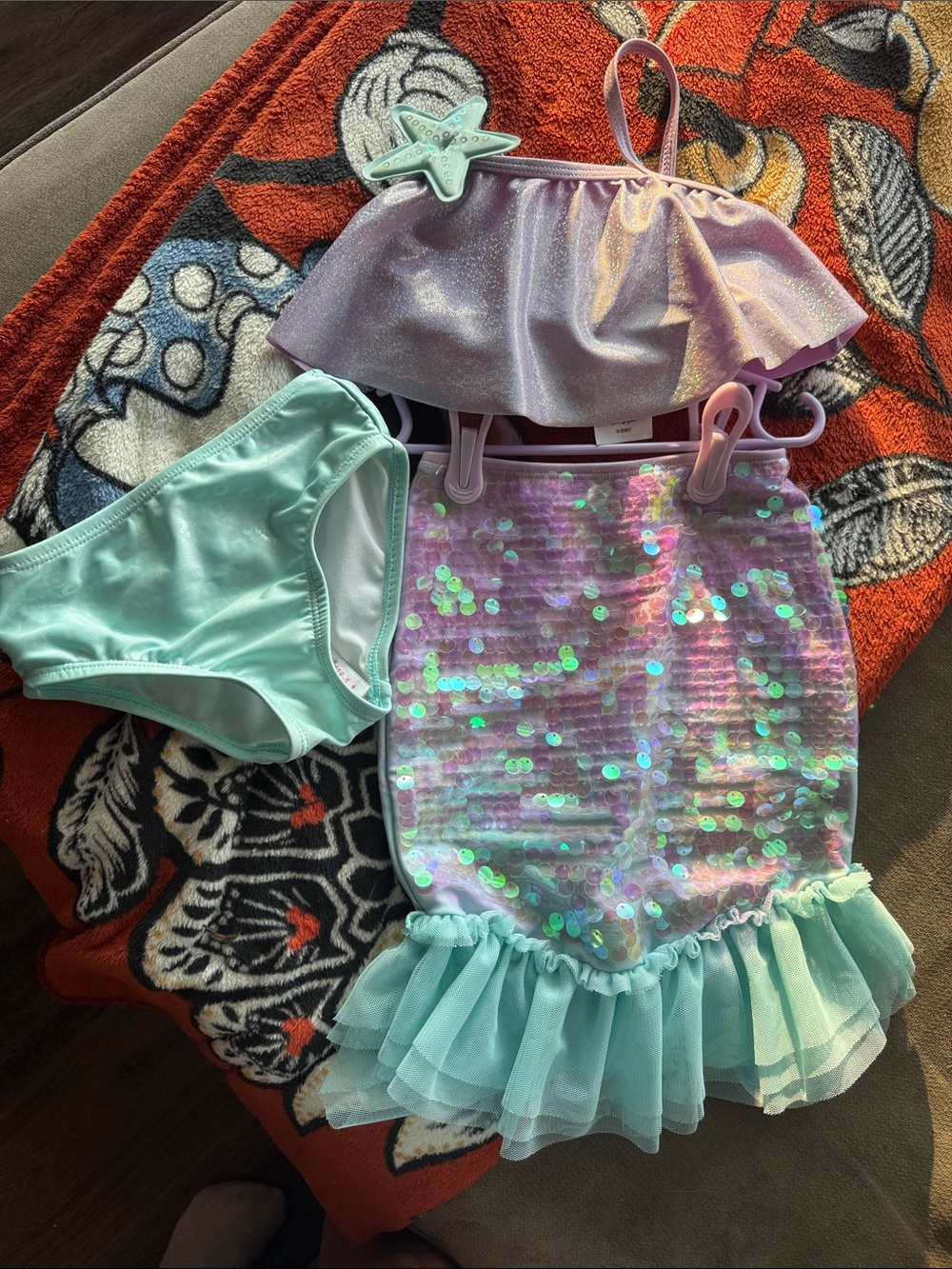 Disney Store Iridescent Mermaid Two-Piece Swimsuit Set - Mint & Lilac